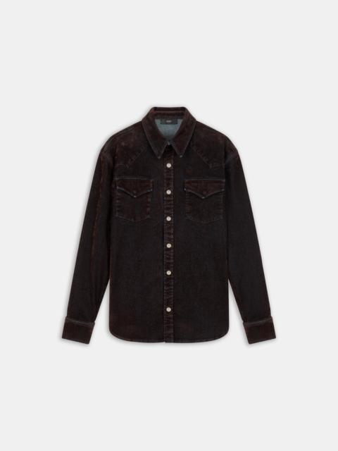 AMIRI FLOCK LONG SLEEVE DENIM SHIRT