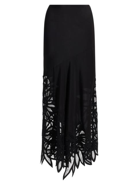 ULLA JOHNSON Women's Oona Silk Lace-Hem Maxi Skirt - Noir