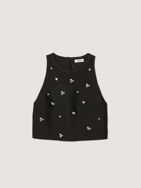 Sandro RHINESTONE CROP TOP