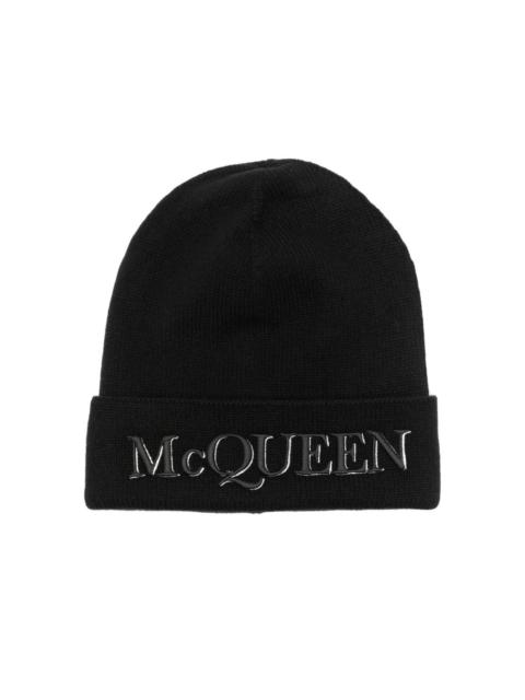 Alexander McQueen logo-embroidered cashmere beanie
