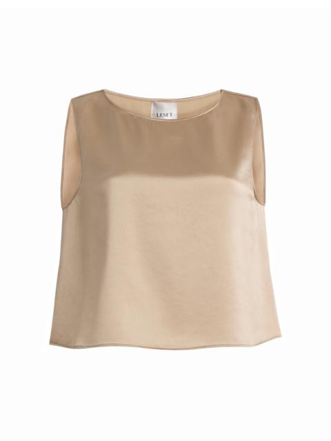 LESET Barb Satin Crop Top bronze