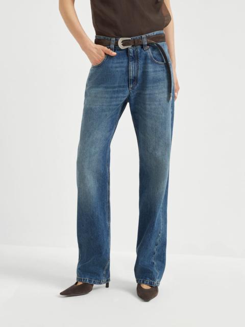 Brunello Cucinelli Authentic denim column trousers with monili