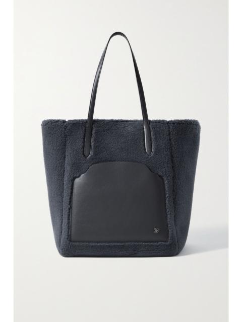 Loro Piana Sesia large leather-trimmed faux shearling tote Gray