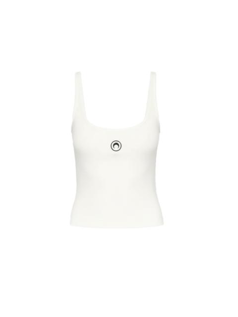 Marine Serre MOON LOGO RIBBED JERSEY CROPPED TANK TOP
