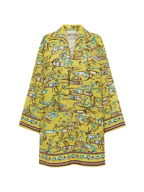 ALÉMAIS Fish Sticks Long Sleeve Mini Dress