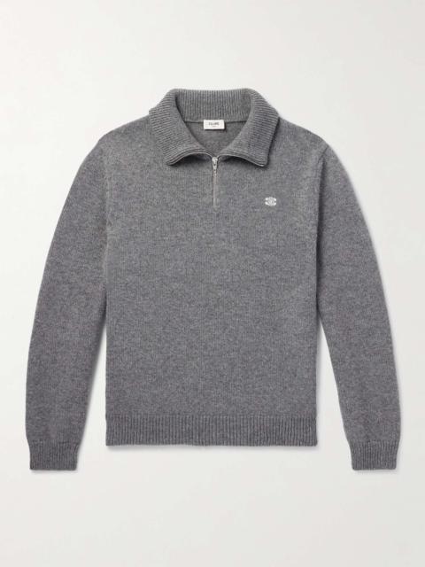 Logo-Embroidered Wool and Cashmere-Blend Half-Zip Sweater