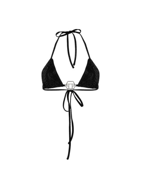 PHILIPP PLEIN embellished-logo bikini top