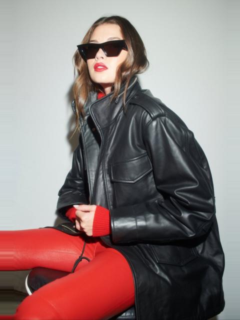 BLACK LEATHER MILITARY JACKET