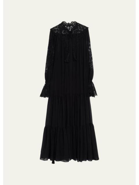 KOBI HALPERIN Skye Tiered Lace-Inset Maxi Dress
