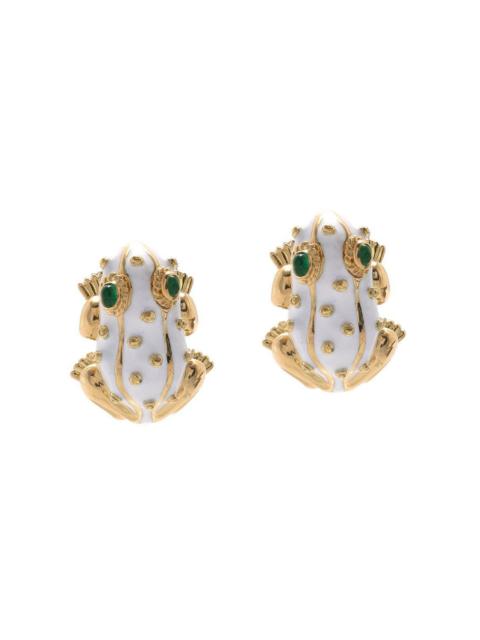 DAVID WEBB Emerald White Frog Earrings