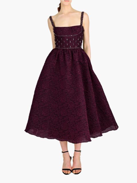 Marchesa SLEEVELESS CLOQUE MIDI GOWN