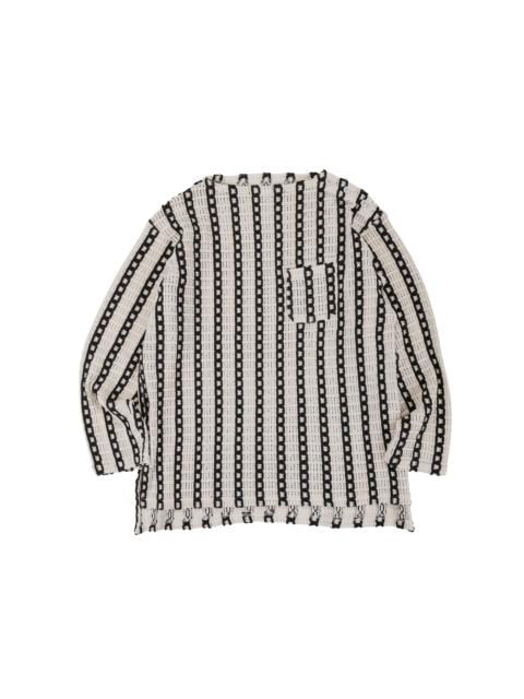 Engineered Garments Basque Shirt White/Black Stripe CP Crochet