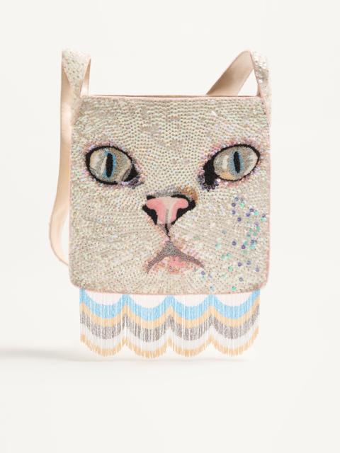 VALENTINO GARAVANI LE CHAT DE LA MAISON SHOULDER BAG EMBROIDERED WITH FRINGES