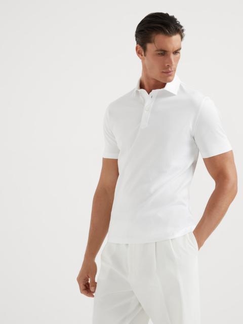 Cotton jersey basic fit polo with shirt-style collar