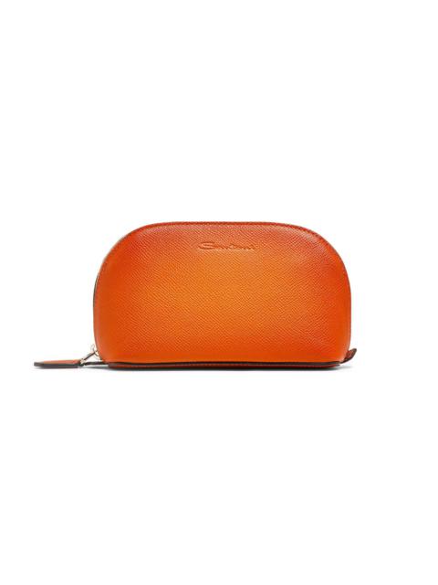 Orange Saffiano leather pouch