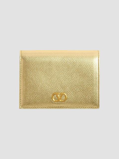 Valentino Women's VLogo Signature Laminated Grainy Calfskin Wallet - Antique Brass