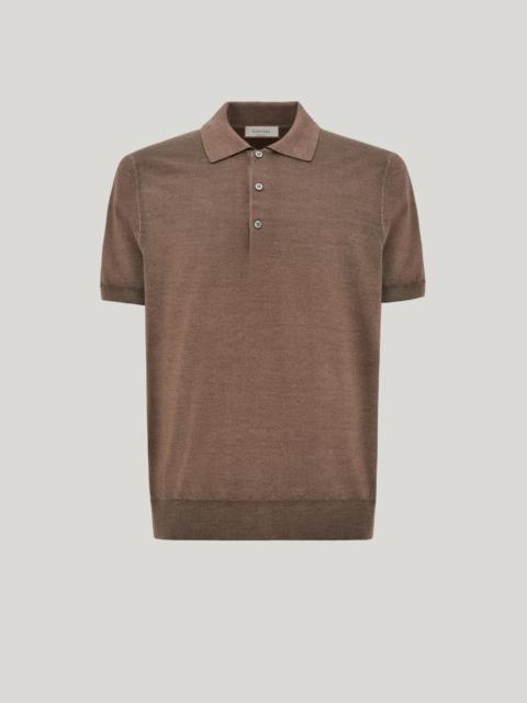 Canali TAUPE WOOL AND SILK SHORT-SLEEVED T-SHIRT