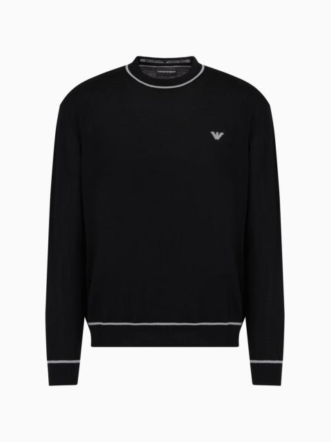 EMPORIO ARMANI Virgin-wool jumper with jacquard logo detail