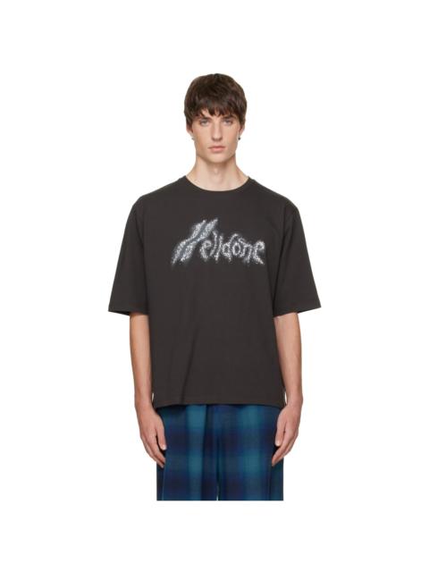 We11done Gray Rhinestone Logo T-shirt