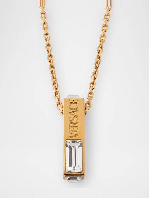 VERSACE Men's Geometric Crystal Pendant Necklace