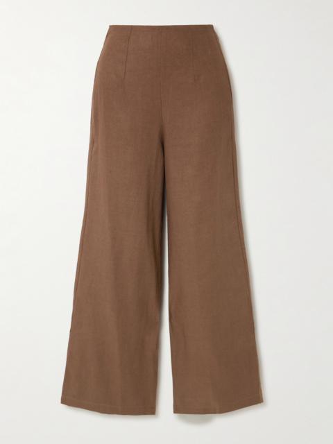 FAITHFULL Syna Cropped Linen Wide-leg Pants