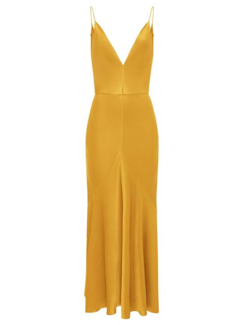 GABRIELA HEARST Brigita Slip Maxi Dress in Golden Birch Silk Satin