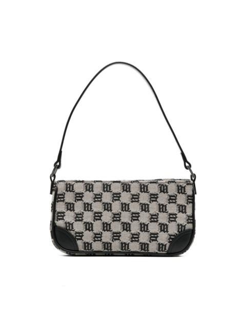 logo-jacquard leather shoulder bag