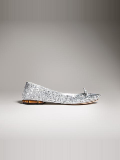 GUCCI Women's crystal ballerina with bamboo