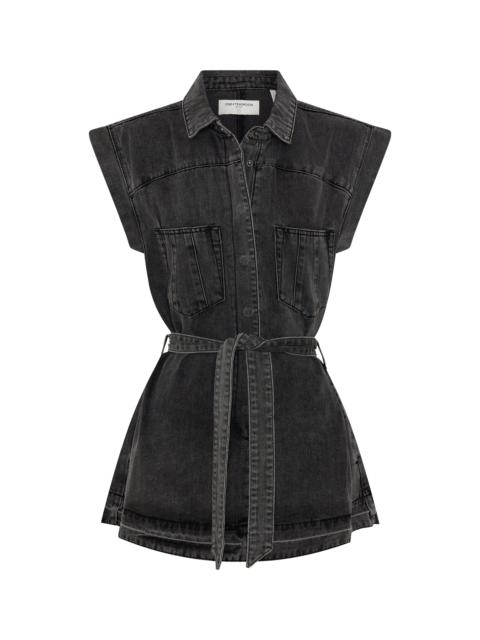 ONE TEASPOON Rogue Aviator Mini Denim Dress - Washed Black