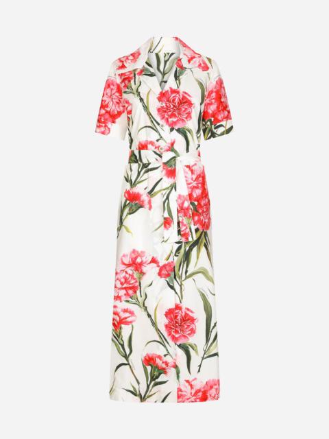 Dolce & Gabbana Carnation-print poplin shirt dress
