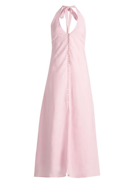 LoveShackFancy Women's Lovis Linen Button-Front Midi-Dress - Potpourri Pink