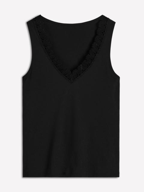 BODEN Flora Lace Trim Supersoft Vest-Black Beauty