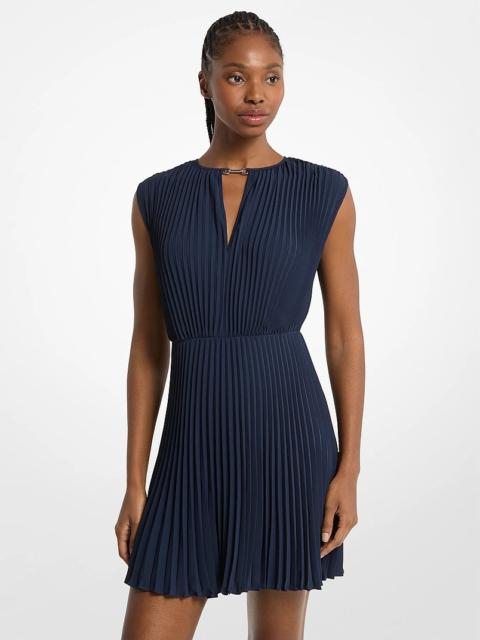MICHAEL KORS Pleated Satin Back Crepe Mini Dress