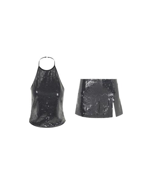 miaou NATALIA TOP + MICRO MINI SKIRT - BLACK SEQUIN