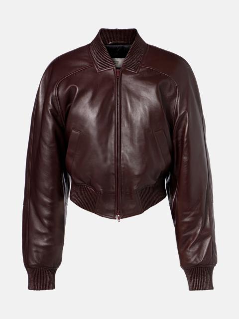 PHOEBE PHILO Cropped leather bomber jacket