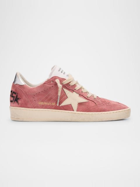 Golden Goose Ballstar Suede Metallic Low-Top Sneakers