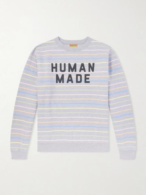 Human Made Logo-Print Striped Cotton-Jersey Sweatshirt
