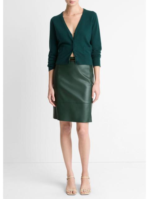 Vince Leather Flared Knee Skirt