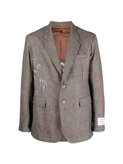 scribble-print single-breasted blazer