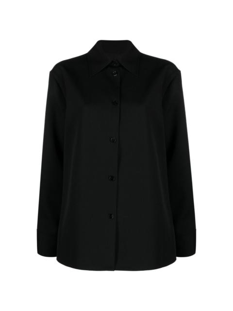 pointed-collar gabardine shirt