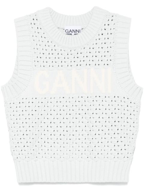GANNI logo-intarsia vest