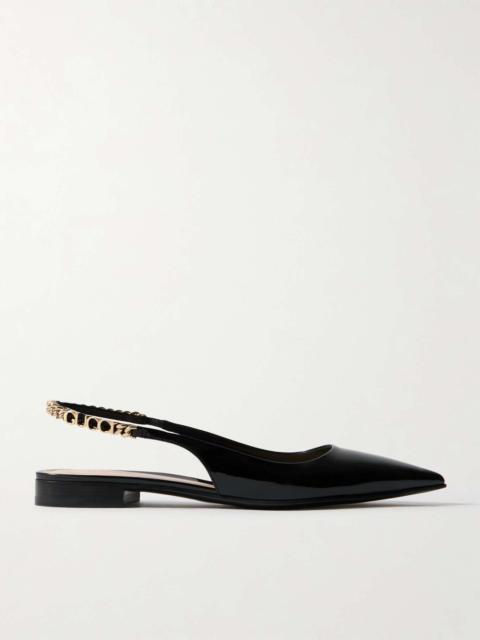 GUCCI Signoria embellished patent-leather ballet flats
