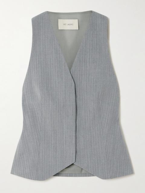 ST. AGNI Pinstriped Wool-blend Twill Vest