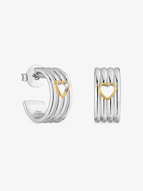 TOUS 20-mm steel Hoop earrings with two-tone heart TOUS Galia