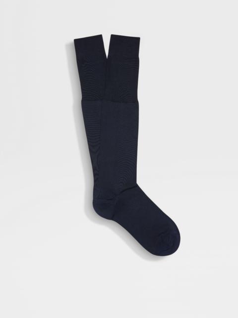 ZEGNA BLUE SILK BLEND SOCKS