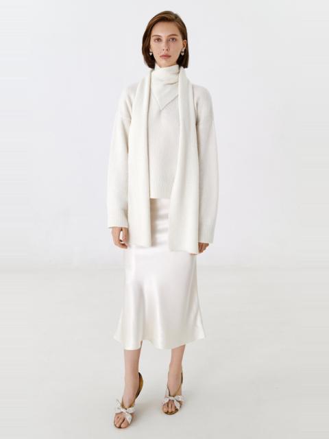 ANNA OCTOBER Caroline Satin Midi Skirt ivory