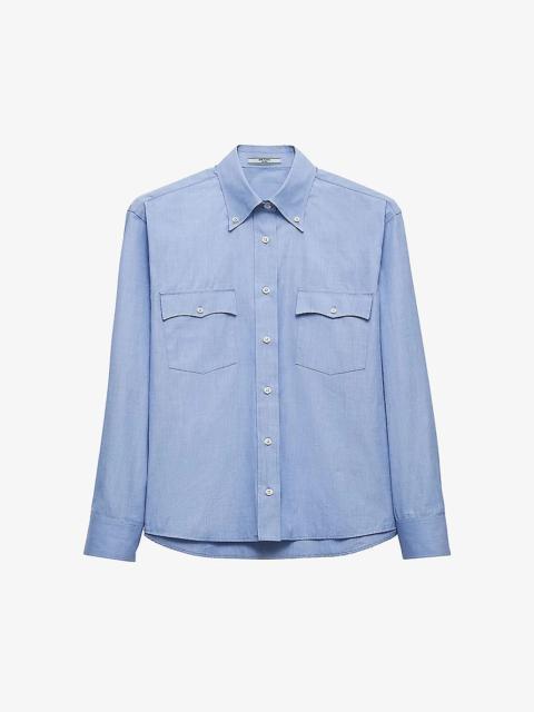 Prada Flap-pocket oversized-fit cotton-poplin shirt