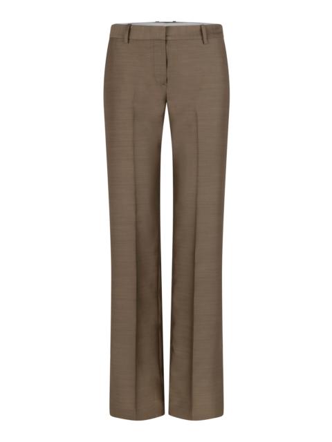 HEIRLOME Petula Mid-Rise Straight-Leg Silk Trouser olive