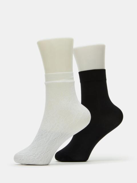STEVE MADDEN 2 PACK LACE ANKLET SOCKS WHITE