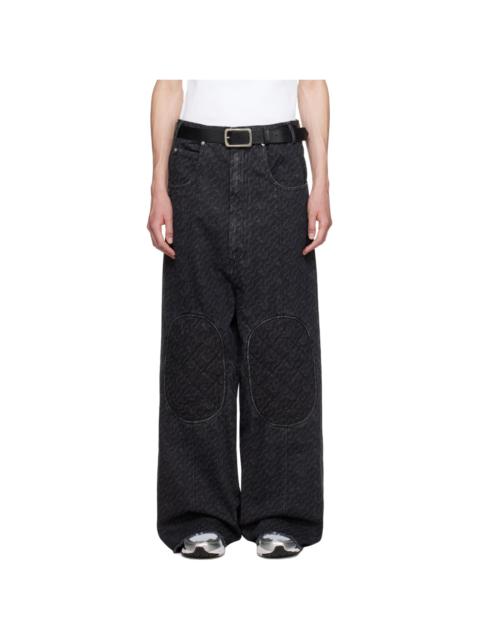 LU'U DAN Black Knee Patch Jeans